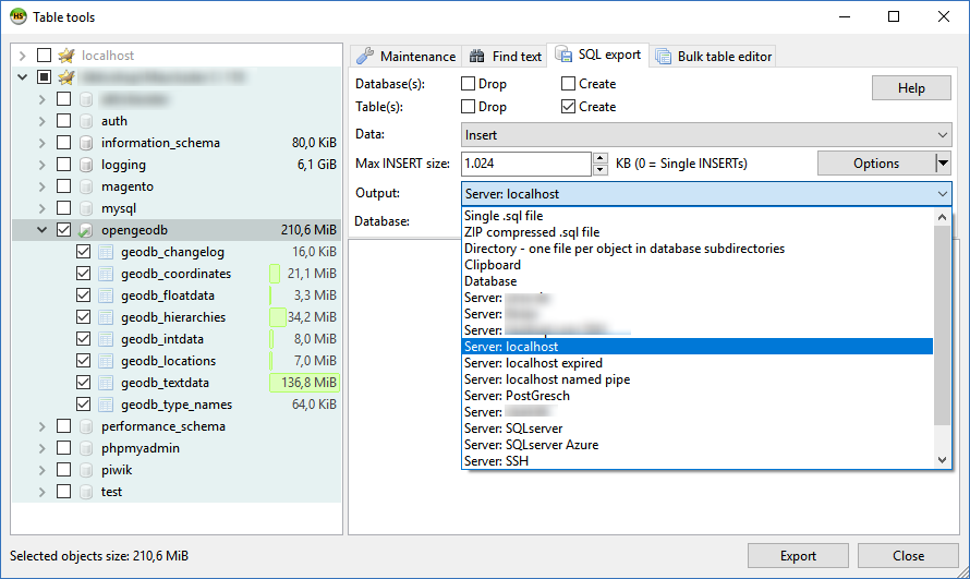 Export Sql