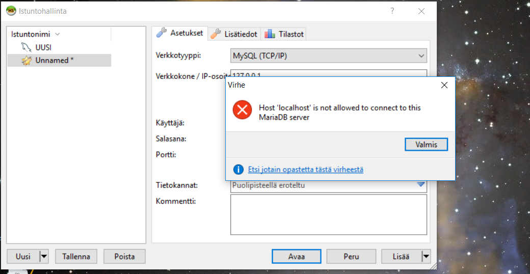 Mysql said host localhost is not allowed to connect to this mysql server